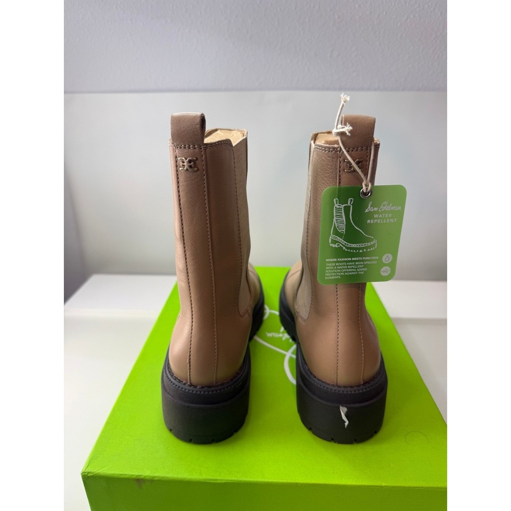 Sam Edelman Wellington Sesame Leather Water Repellent Lug Sole Boots 8.5 NEW - Picture 4 of 10